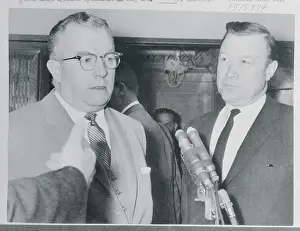 Louis G Seaton and Walter P Reuther Speaking to Press