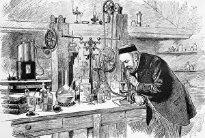 Louis Pasteur Looks Thru Microscope;Illu