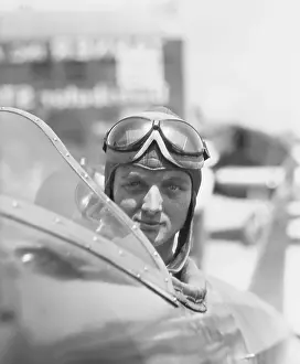 Louise M. Thaden Seated in Airplane