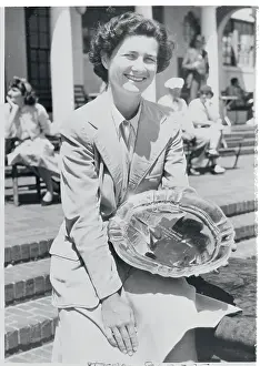 Pinehurst Prints: Louise Suggs Holding a Trophy
