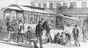 Rebel Prints: The Louisiana Outrages: A Street Barricade Guarde by White Leaguers Illustration