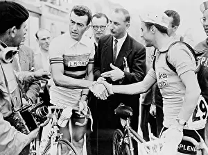 Louison Bobet Shaking Hands with Miguel Poblet