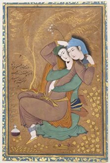 The Lovers dated A.H. 1039 / A.D. 1630 Painting by Reza Abbasi