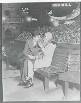 Flirting Prints: Lovers on Wooden Bench
