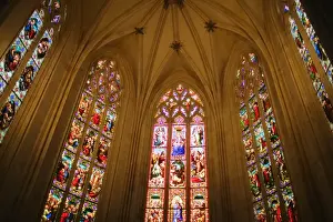 Stained Glass Prints: Low angle view of stained glasses in a church