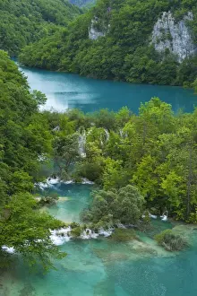 Lower lakes with small waterfalls, Plitvice Lakes National Park, Plitvice Jezera, Lika-Senj, Croatia