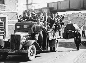 Madrid Prints: Loyalist Troops In Truck Going To Front