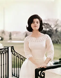 Luci Baines Johnson Wearing a White Dress