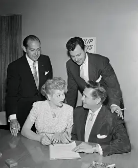 Lucille Ball and Desi Arnaz Signing a Contract