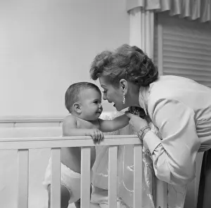 Crib Prints: Lucille Ball Playing with Son Desi