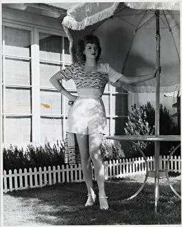 Comedienne Prints: Lucille Ball Poses Beside Picnic Table