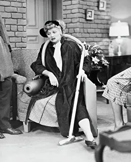 Comedienne Prints: Lucille Ball with Vacuum Cleaner in I Love Lucy