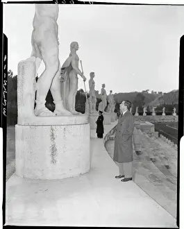 Lucky Luciano at Statue-Studded Mussolini Forum