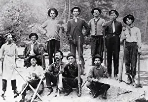 West Virginia Prints: Lumberjacks Posing with Tools