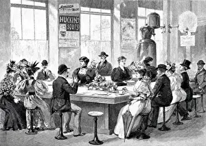 Gartenlaube Prints: Lunchroom in Chicago: people sitting at the bar eating and drinking
