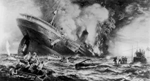 RMS Lusitania Collection: Lusitania Sunk