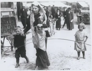 Disaster Prints: Lusitania Survivors:Mother with Two Children