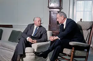 Lyndon B. Johnson Conversing with British Prime Minister
