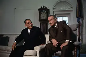 Sato Eisaku Prints: Lyndon B. Johnson with Eisaku Sato