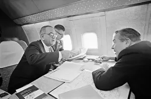 James A Prints: Lyndon B. Johnson During Flight with Officials