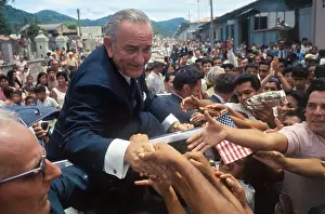 Lyndon B. Johnson Being Greeted by El Salvador Citizens