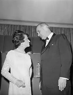 Lyndon B. Johnson Greeting Rose Kennedy at Dinner Ceremony