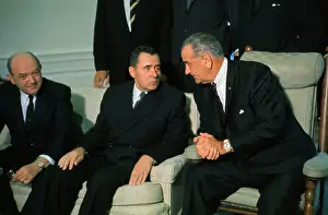 Lyndon B. Johnson Sitting with Andrei Gromyko