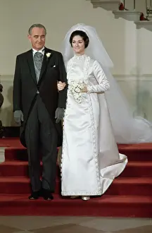 Lyndon Johnson with Daughter Lynda on Her Wedding Day