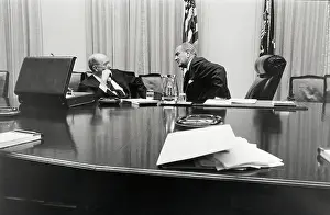 Cabinet Room Prints: Lyndon Johnson & Dean Rusk Seated