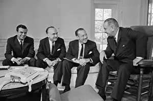 Robert F Prints: Lyndon Johnson with Group on Telephone