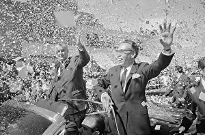 Lyndon Johnson and Gustavo Diaz Ordaz Riding in Motorcade