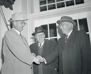 Lyndon Johnson, Homer Ferguson and Sam Rayburn at the White House