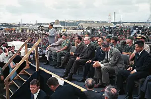 Westmoreland Prints: Lyndon Johnson With Officials on Platform