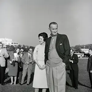 Grounds Prints: Lyndon Johnson Outside With Lady Bird