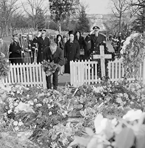 Picket Fence Prints: Lyndon Johnson Placing Flowers