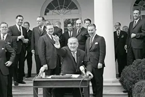 Lyndon Johnson Seated Tossing Pen