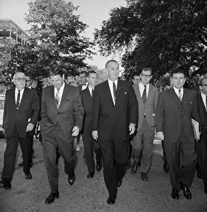 Grounds Prints: Lyndon Johnson Taking A Walk Outside