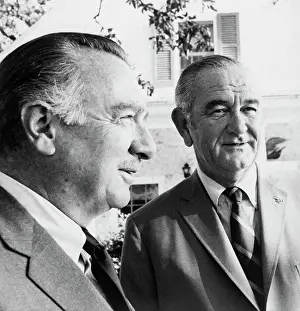 Newscaster Prints: Lyndon Johnson Talking to Walter Cronkite