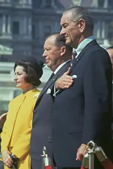 Lyndon Johnson with wife and Alfredo Stroessner