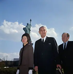 Lyndon Johnson with Wife and Hubert Humphrey