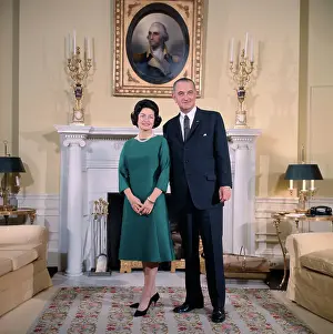 Lyndon Johnson and His Wife Smiling