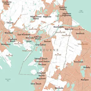 Riverside Prints: MA Barnstable Bourne Vector Road Map