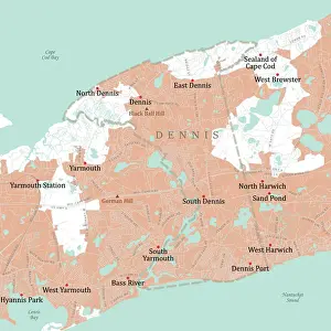 MA Barnstable Dennis Vector Road Map