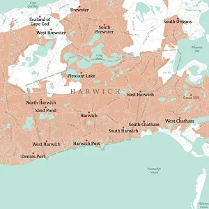 Barnstable Prints: MA Barnstable Harwich Vector Road Map