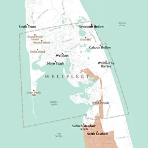 Barnstable Prints: MA Barnstable Wellfleet Vector Road Map