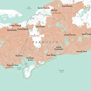 Barnstable Prints: MA Barnstable Yarmouth Vector Road Map