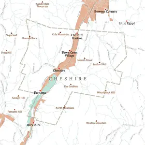 Berkshire Prints: MA Berkshire Cheshire Vector Road Map