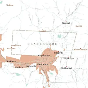 Berkshire Prints: MA Berkshire Clarksburg Vector Road Map