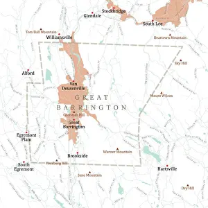 MA Berkshire Great Barrington Vector Road Map