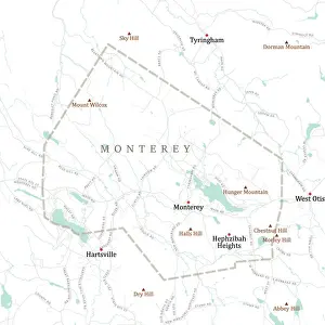 Berkshire Prints: MA Berkshire Monterey Vector Road Map